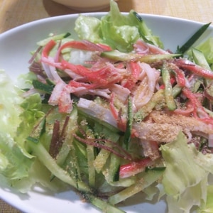 レタスきゅうりカニカマの中華風サラダ